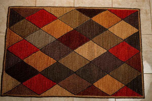 rechteckiger Teppich aus Sisal mit passendem Kissen - in Handarbeit geflochten, Naturfasern, Jute Teppich, 150cm Durchmesser, 100% Sisal – Bild 3