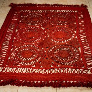 rechteckiger Teppich aus Raffia in Handarbeit geflochten, reine Naturfasern, Bast Teppich, 160 x 200cm, verschiedene Modelle und Farben - Rot