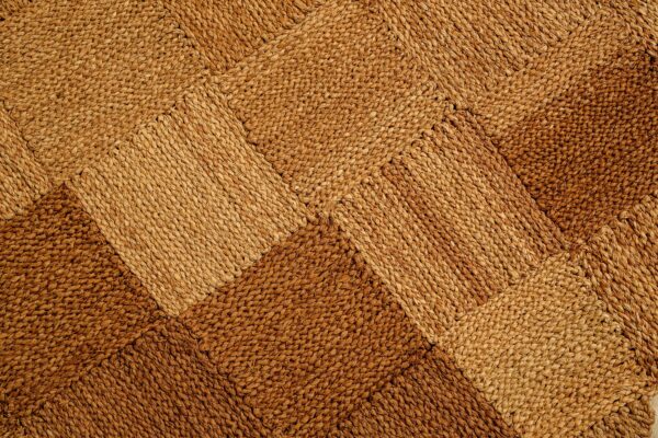 rechteckiger Teppich aus Raffia in Handarbeit geflochten, reine Naturfasern, Bast Teppich, 160 x 200cm, verschiedene Modelle und Farben - Schwarz / Beige – Bild 3