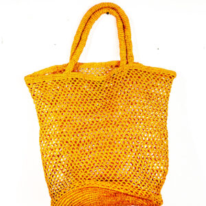 handgehäkelte Sisaltasche, rund und mit Henkel - Gelb