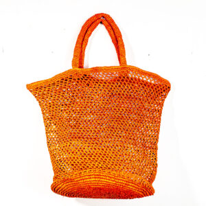 handgehäkelte Sisaltasche, rund und mit Henkel - Orange