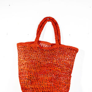 handgehäkelte Sisaltasche, rund und mit Henkel - Rot