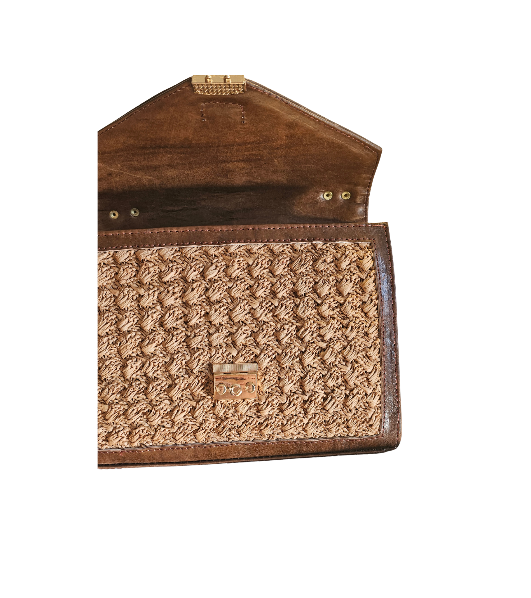 Leder Handtasche mit gehäkelten Raffia-Details – Bild 6