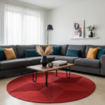 roter Sisalteppich in Wohnzimmer